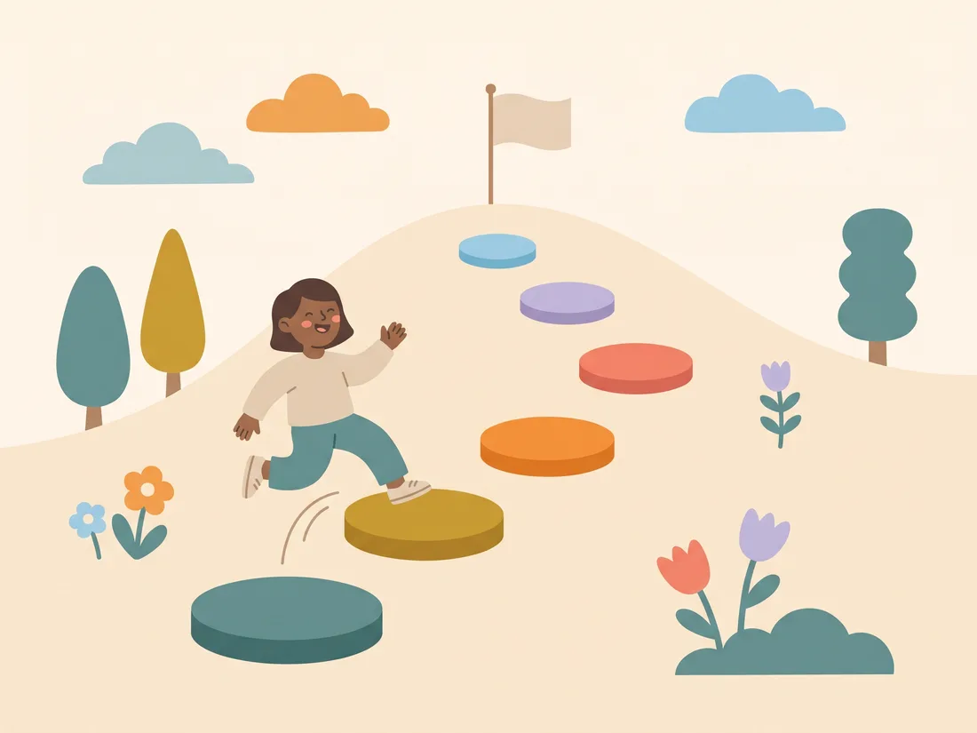 Steps showing how to get motivated with ADHD as stepping stones