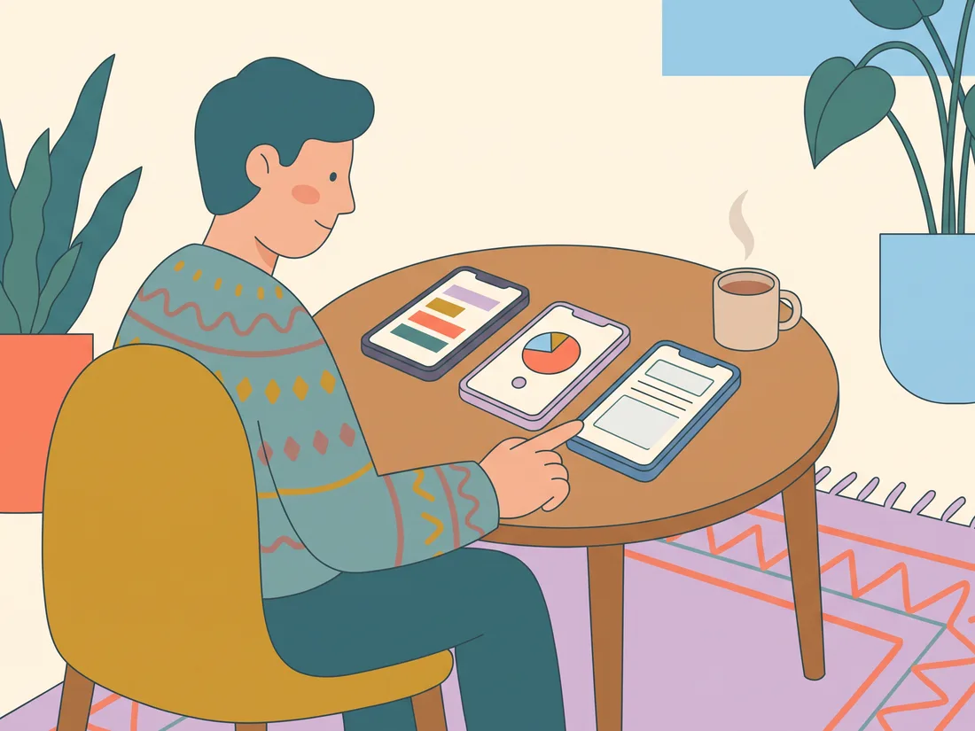 Choosing between ADHD apps for adults at a kitchen table