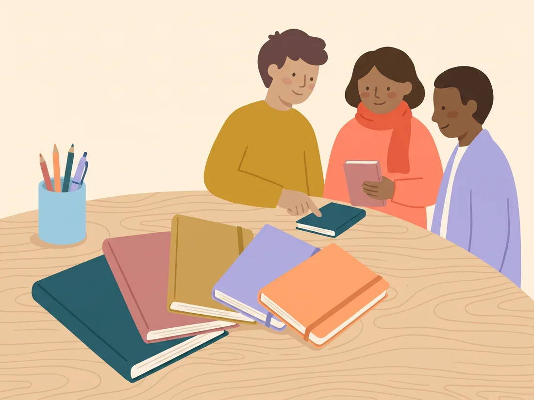 A stack of paper planners to compare when choosing an ADHD planner for adults