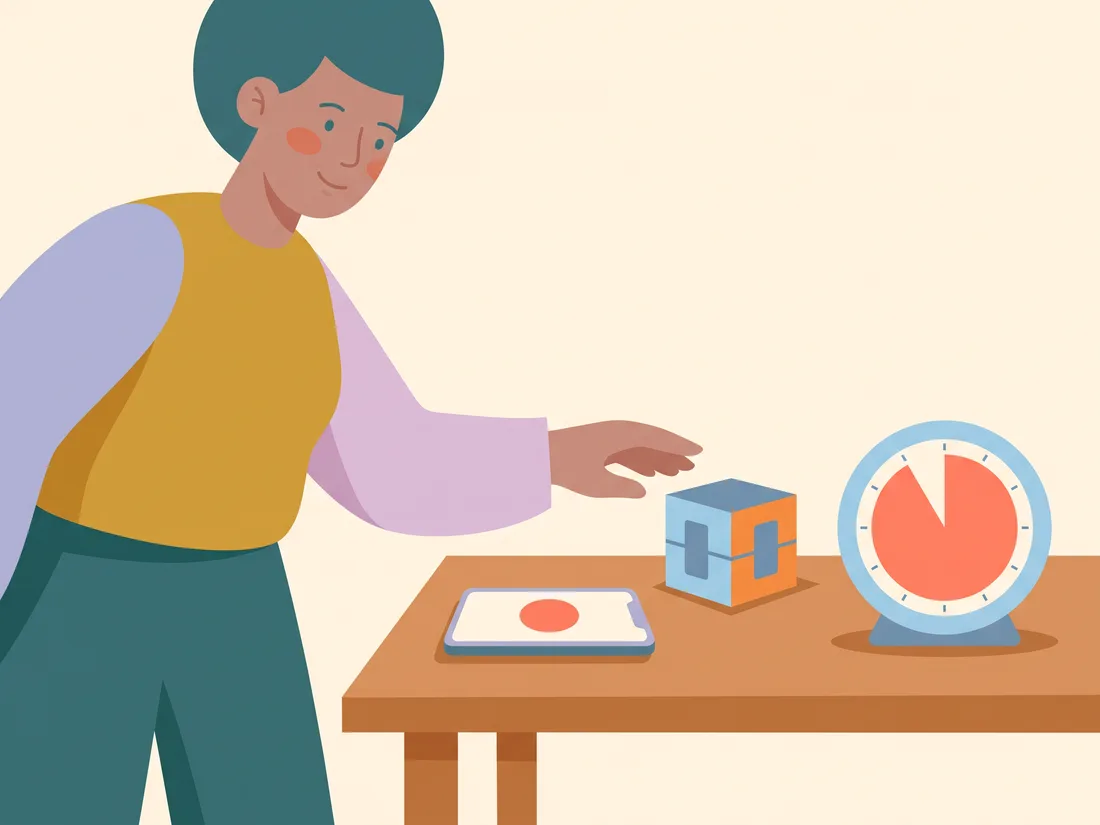 Choosing a pomodoro timer from an app, a cube and a visual timer