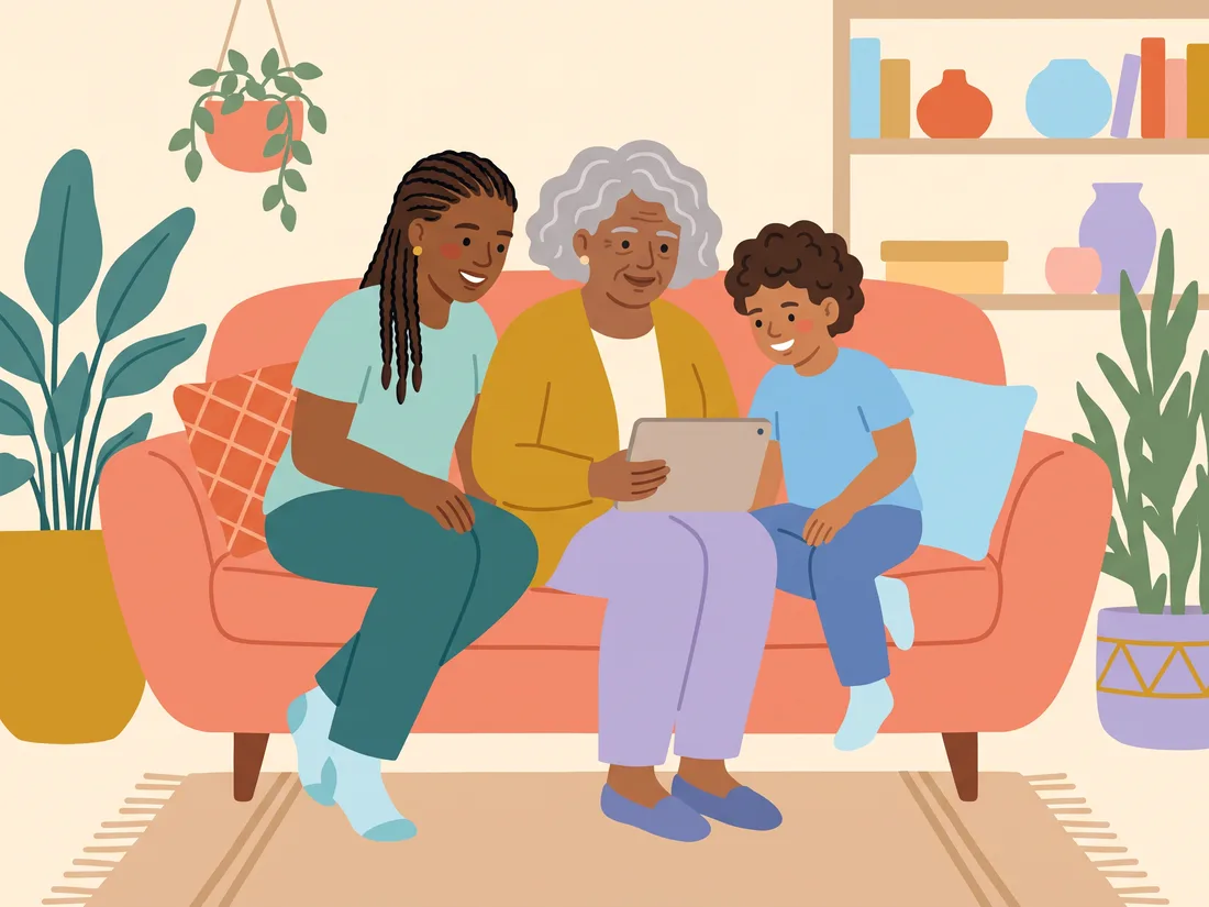 Friends of different ages sharing ADHD productivity news