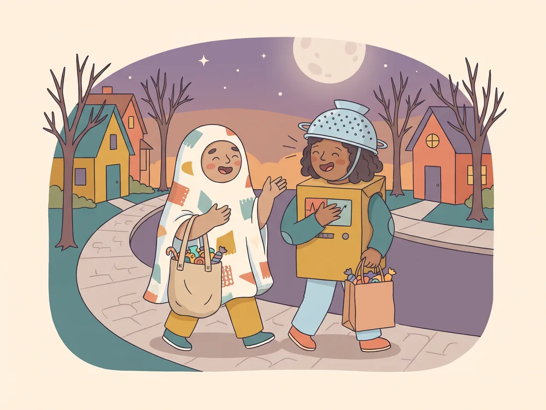 Friends enjoying a last minute Halloween costume night