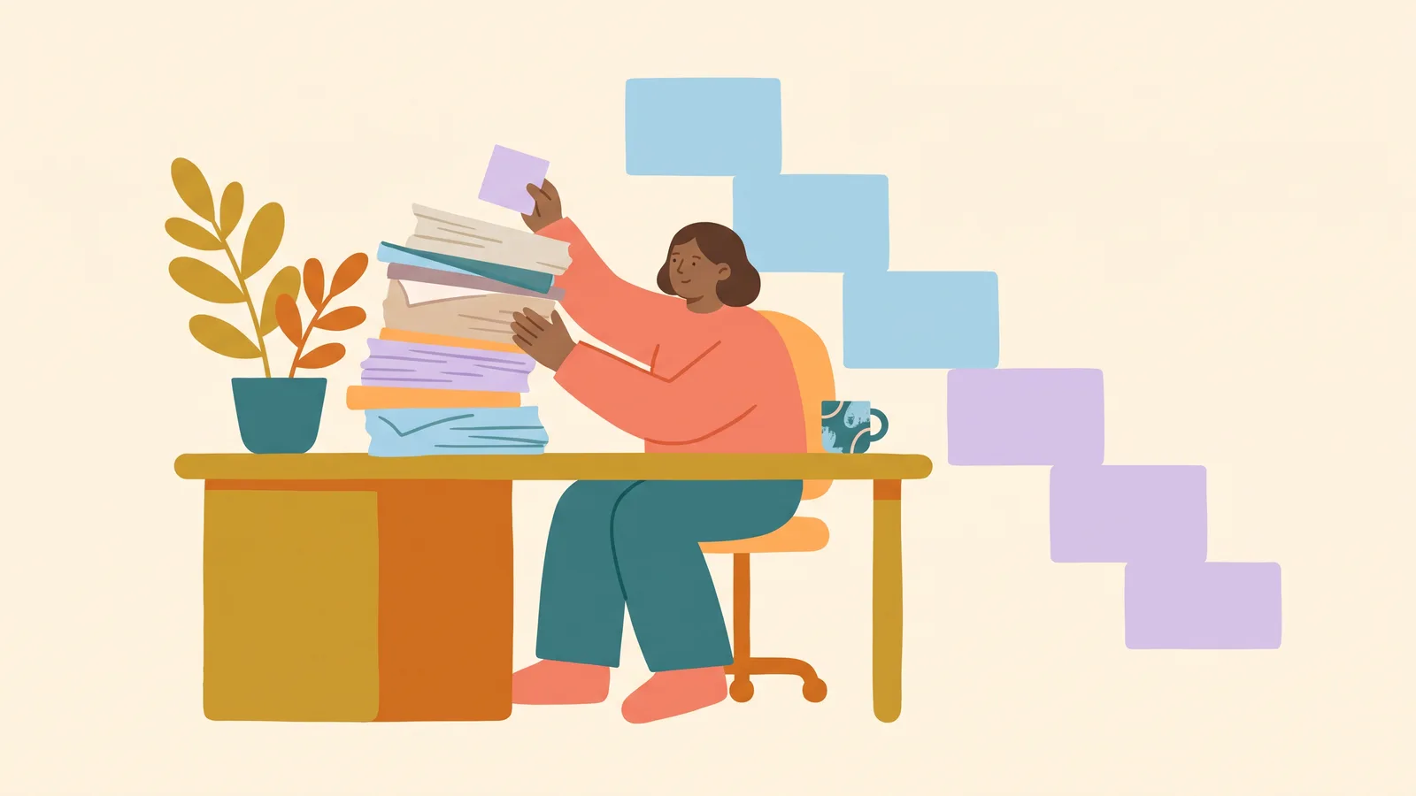 Illustration of how to overcome procrastination by starting with one small step