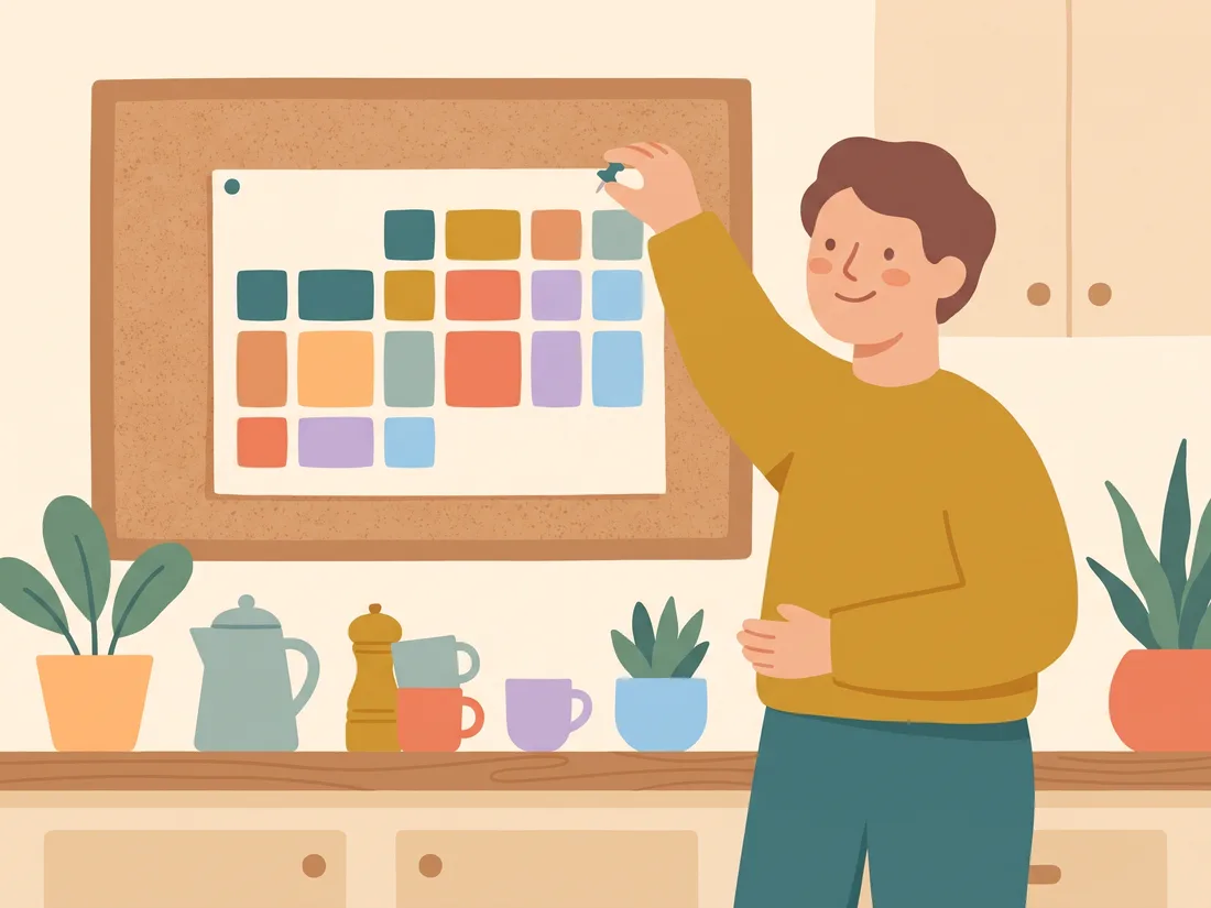 A project planner template pinned up where it stays visible