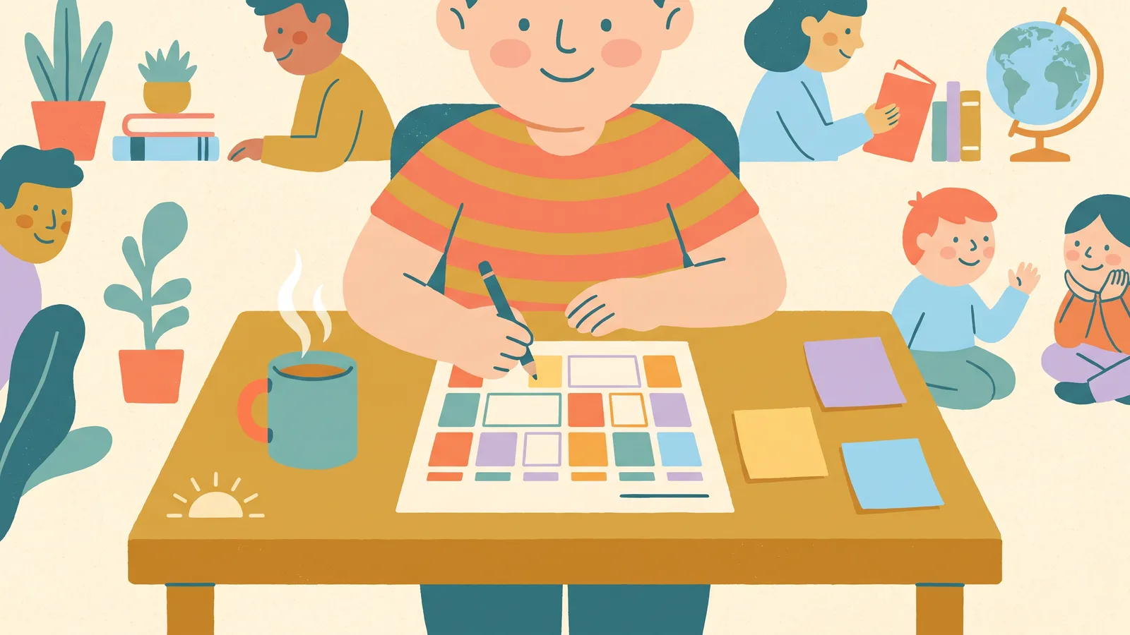 A person filling in a printable project planner template